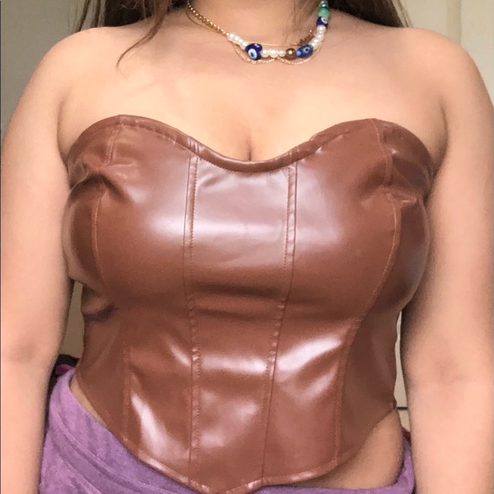 Brown Pleather Corset